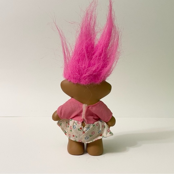 Vtg Troll Pink Hair Troll Doll with Floral Dress - Picture 6 of 16